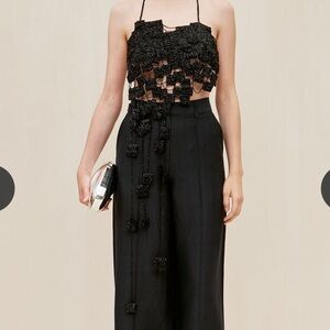 Cult Gaia Margaux Bead-Embellished Silk Top